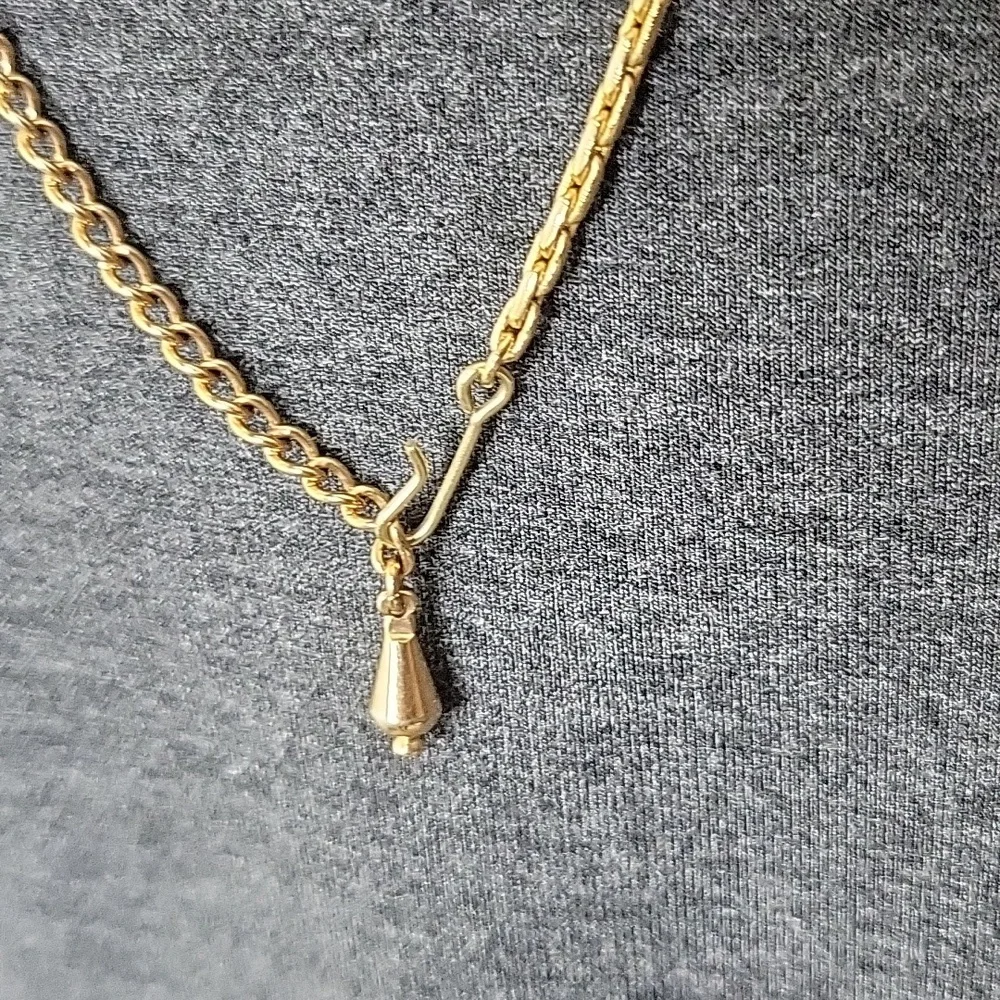 Vintage Rhinstone Gold Floral Bar Pendant Gold Chain Necklace